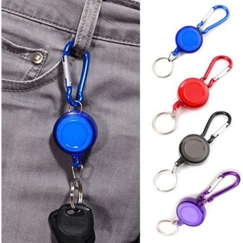 1PC Retractable Pull Keychain Badge Reel ID Lanyard Name Tag Card Holder Reels Recoil Belt Key Ring Chain Clips