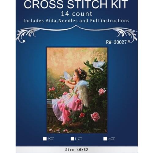 Top Quality Lovely Hot Sell Counted Cross Stitch Kit Old World Holiday Ornaments Similar DMC RW-30027 Girl with flowers