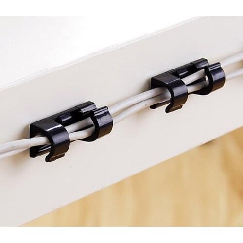 20 Pcs Cord Wire Cable Plastic Clips Self Adhesive Clamp Organizer Fixer