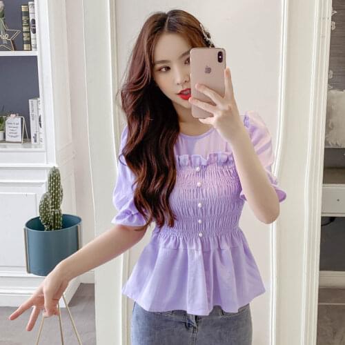 Women Blouse 2021 Summer Short Sleeve Womens Beaded Chiffon Blouses For Women Blusas Mujer De Moda