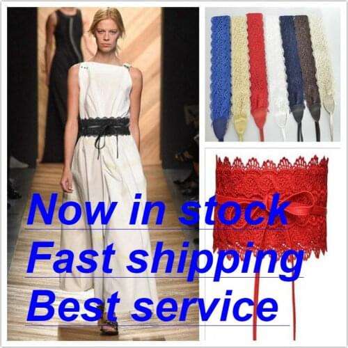 Womens Lady Stretch Buckle Waist Belt Wide Lace Elastic Corset Waistband Black Blue Orange White Red