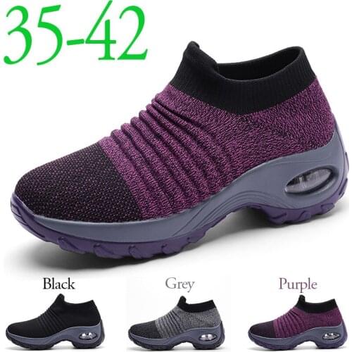 New 2019 Women Sneakers Fashion Breathable Mesh Casual Shoes Platform Sneakers For Women Black Sock Sneakers Shoes 35-42