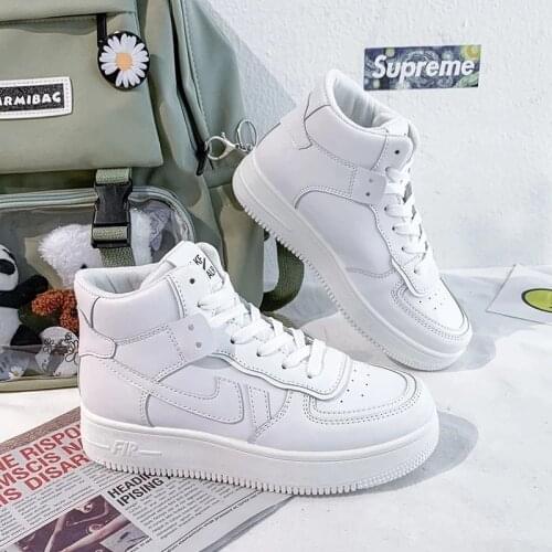 Women High Top White Sneakers Womens Platform Chunky Vulcanized Shoes Tenis Female 2021 Lace Up Candy colors Casual Sport Shoe