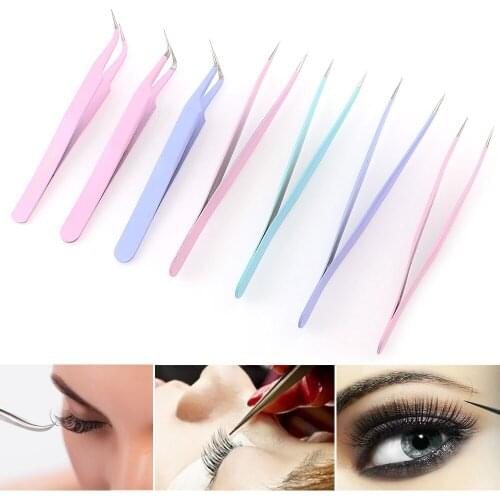 1Pc/2Pcs Nail Art Acrylic Gel Picking Tool Rhinestones Gem Decor Colorful Eyelash Tweezers Anti-static DIY Hand Clip Tweezers