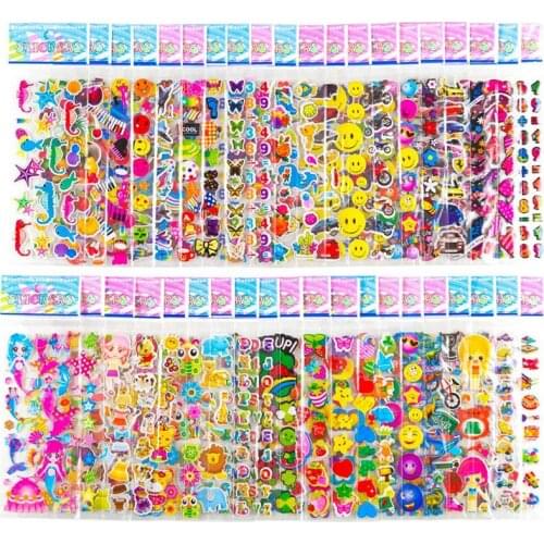10Sheets Stickers for Kids Girls Boys Different Bulk Stickers 3D Puffy Assorted Scrapbook Stickers Cartoon Princess DIY Toys