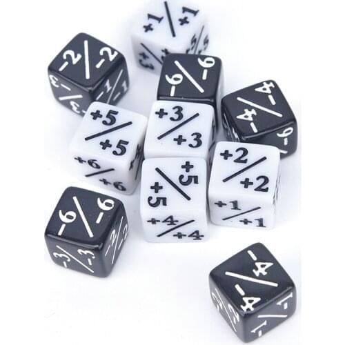 10pcs Dice Counters 5 Positive +1/+1 & 5 Negative -1/-1 For Table Game Funny Dic