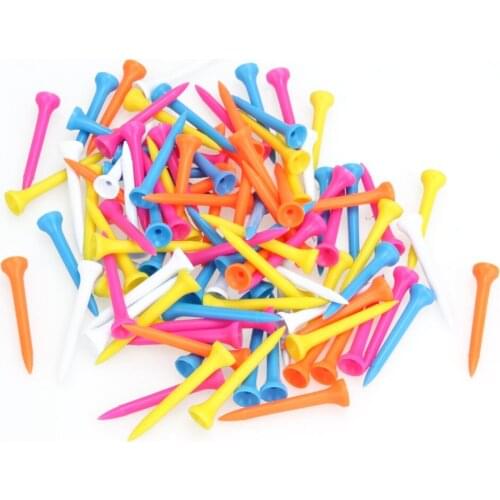 100Pcs Mixed Color Plastic 54mm Golf Tees Plastic Professional Training Practice Golf Tee Accessory Equipments