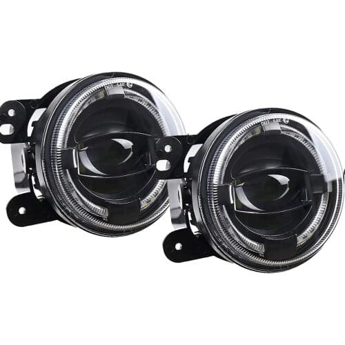 4 Inch Led Fog Light With White Halo Ring Lamps Projector Freedom Edition For Jeep Wrangler Jk Jku To Jl