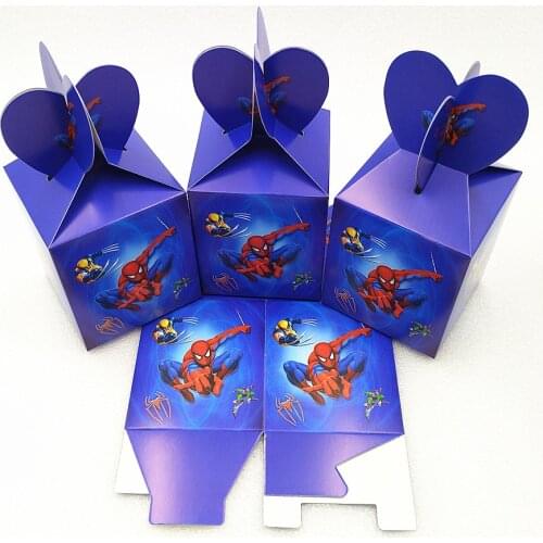 6pcs/lot Spiderman Birthday Party Decorations Candy Gift Cupcake Box Kids Superhero Party Supplies Spider-Man Baby Shower Favors