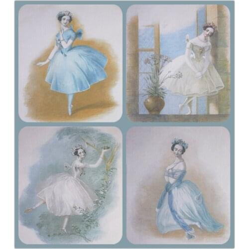 Ballet Princess Hand dyed 4PCSX20CM Assorted Cotton Linen Printed Quilt Fabric For DIY Sewing Patchwork Home Textile Decor
