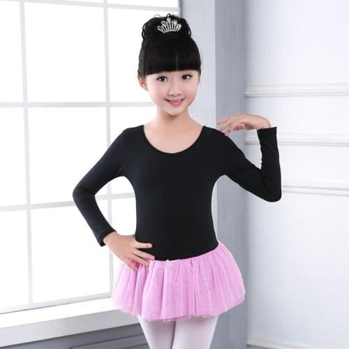 Long/Short Sleeve Miltcolor Ballet Tutu Skirt Dress Kids Black Ballet Dancewear Dresses Dance Tutu Leotard Ballerina Clothes