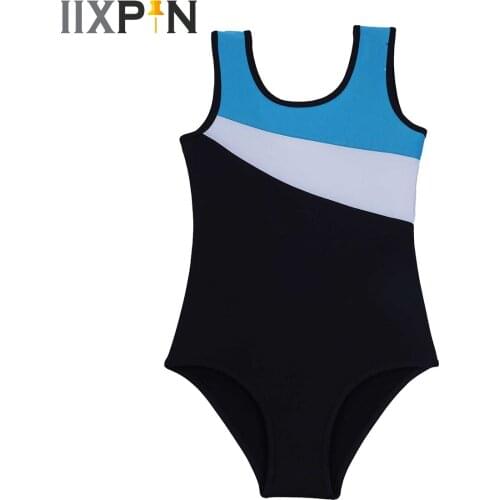 Ballet Leotards For Girl One-Piece Sleeveless Asymmetrical Color Block Ballet Dance Gymnastics Leotard Jumpsuit Bodysuit Unitard
