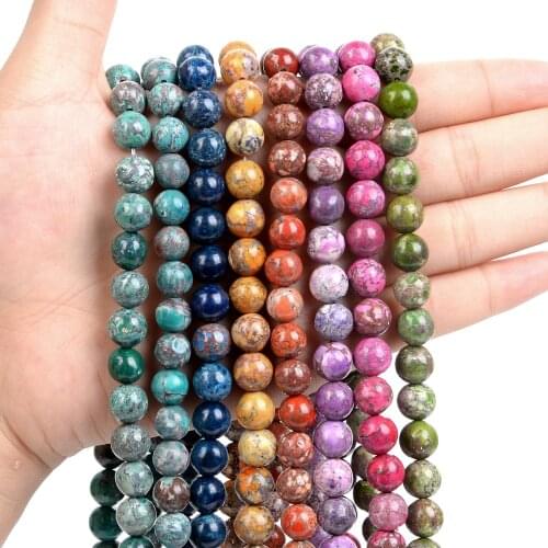 8 Colors Emperor Turquoises Bead Natural Stone Charm Round Loose Beads For Jewelry Making DIY Necklace Bracelets 6/8/10 MM