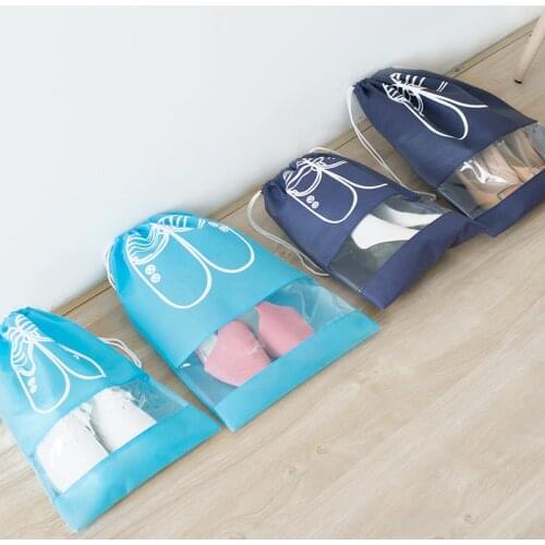 Travel Shoes Storage Bag Beam Mouth Non-woven Bag Transparent Dust Bag Shoe Bag