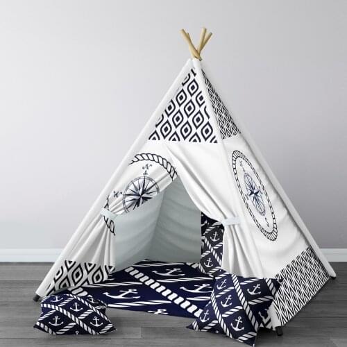 Play Tent for Kids Wigwam Portable Indoor Playground Tents Children Bedrooms Sailor Anchor Model 088