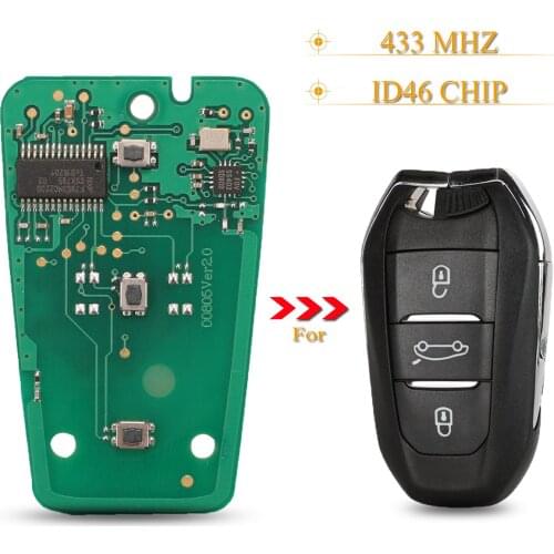 Kutery 5pcs 3 Buttons Remote Flip Car Key Circuit Board Fob 433MHz ID46 For Citroen Peugeot 208 308 3008 508 5008