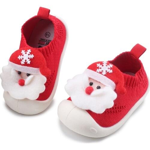 Toddlers Little Kids Shoes Baby Infants Sneakers for Boys Girls Cartoon Christmas Santa Claus Knitted Style Anti-slippery 14-23