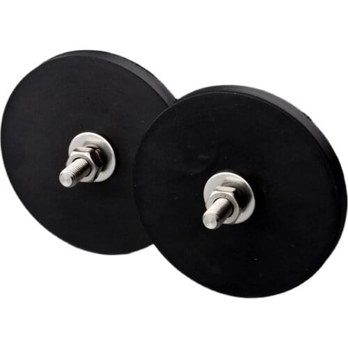2PC 42KG Powerful Neodymium Magnet Disc Rubber Costed D88*8.5mm M8 Thread Surface Protecting LED Light Camera Car Mount Magnet