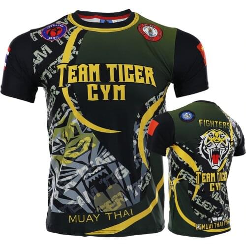 Men MMA tiger t-shirt jiu jitsu bjj t shirt Long Sleeve Fitness Muay Thai Boxing Sport Sweater mma rashguard Boxing Jersey