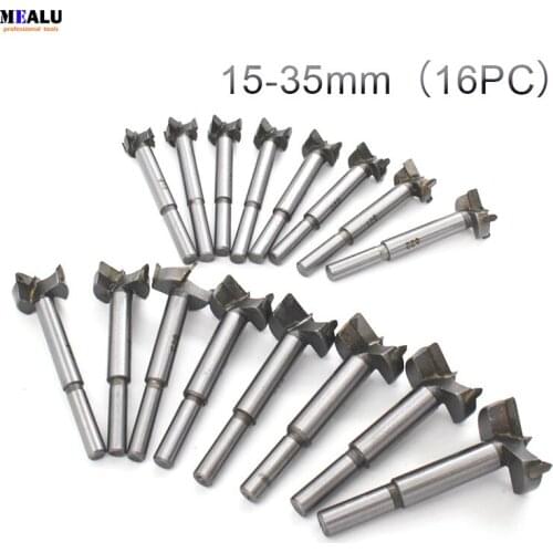 15-35mm Alloy Hole Opener Milling Cutter Flat Wing Drill Bit Kit Woodworking Cutter Tools 1 set