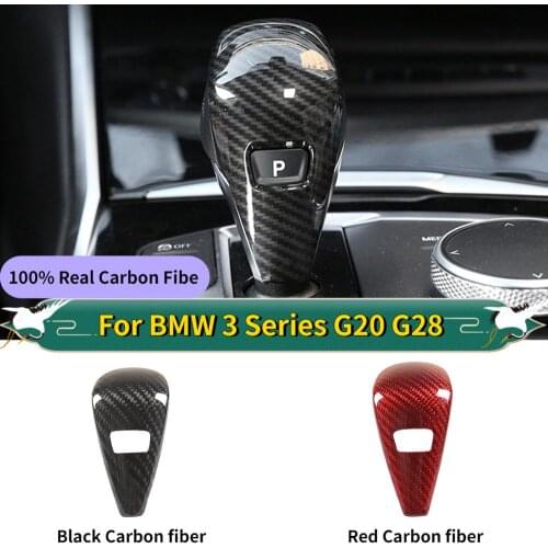 For BMW G20 G28 3 Series 19-20 4 Series 20 100% Real Carbon Fibe Black/Red Carbon Car Gear Shift Head Cover Trim Car Accessories