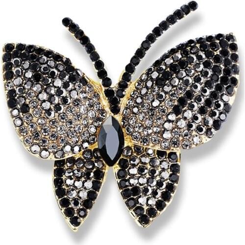 New Fashion Grey Rhinestone Butterfly Brooch Pin Ladies Fashion Banquet Pin Jewelry Clothes Accessories Scarf Clip Brooch