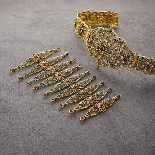 2021 March new design women belt chain metal waistband jewelry long adjustable length wedding caftan dress belt with breastplate