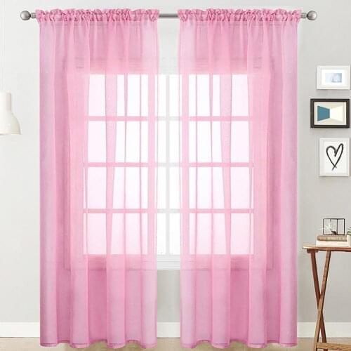 Pure Color Tulle Curtains For The Kitchen Living Room Solid Sheer Curtains Tulle On The Windows Drapes Window Screen 132x210cm