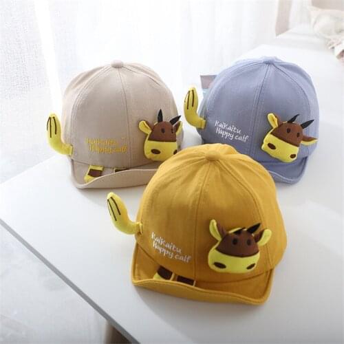 1-3 years Old Kids Baseball Cap Cute Cow Peaked Cap Children Visors Baby Caps Spring Summer Sunhat Baby
