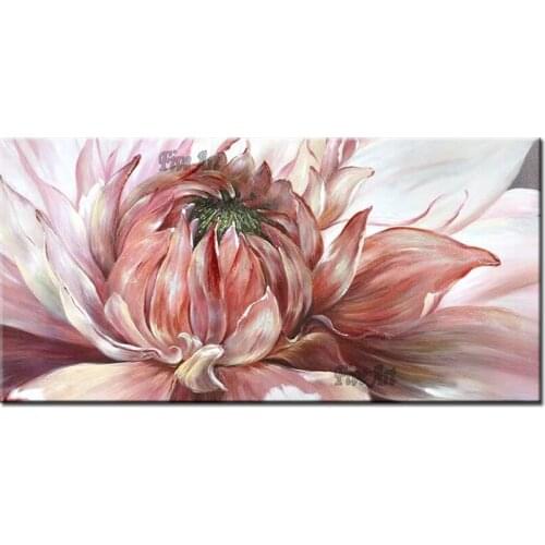 Large Lotus Flower Picture Canvas Art Unframed Hand-painted Red Floral Oil Painting Wall Decoration Art Free Shipping Artwork