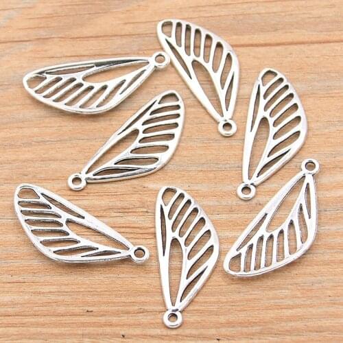 30PCS 12X29mm New Product Hollow Beautiful Feather Charms Animal Pendant Jewelry Metal Alloy Necklace Bracelet Earrings Marking