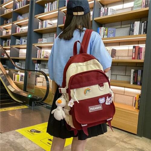 2021Women Waterproof Cute Backpack Nylon Female Harajuku School Bag College Lady Kawaii Backpacks Fashion Book Girl Bags Student