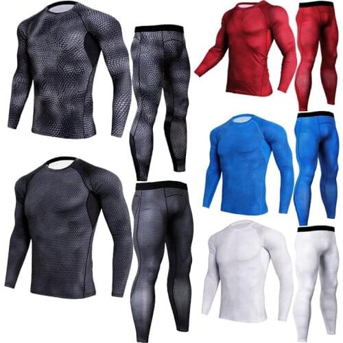 Sportwear Breathable Sport Long Sleeve Men Compression Pants Quick-Dry Gym Running Suit Men Fitness Leggings Clothes Tight Suit