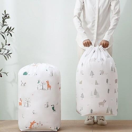 Quilt Bedclothes Storage Drawstring Pocket Clothing Portable Packing Clothes Storage Bag Wardrobe Clothes Damp-Proof Organizer
