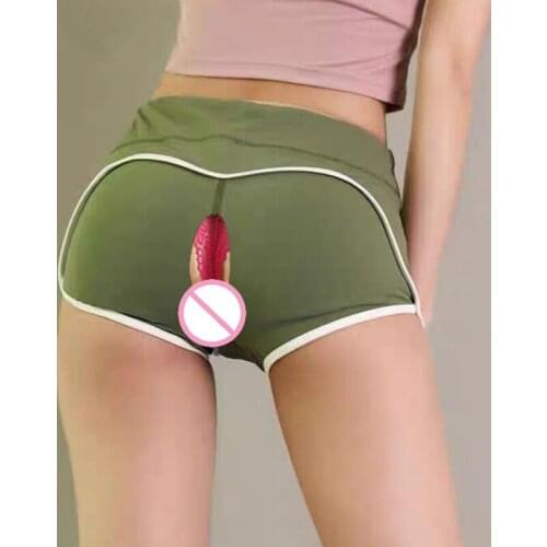 Outdoor Sex Pants Shorts Clothes Women Secret Hidden Zippers Public Sex Tight Open Croch Crotchless Short Trousers Sexy Lingerie