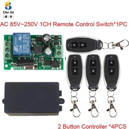 433MHz Universal Wireless Remote Control Switch AC 110V 220V 1CH Relay Receiver Module 2 Button Remote Control RF Remote Control