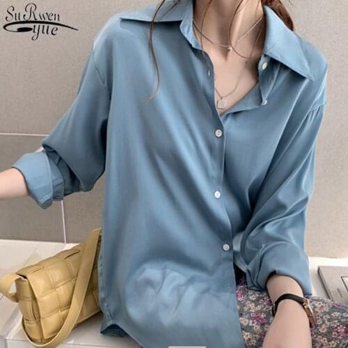 Office Plus Size Solid Cardigan Shirts Women 2021 Spring and Autumn Korean Style Loose Women Blouse Blusas Mujer De Moda 9985