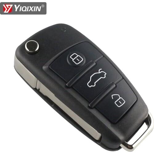 YIQIXI 3 Button Flip Foldable Remote Car Key For Audi A6 A3 A4 A6L Q7 Q3 A8 TT Uncut Blade Key Package Replacement Key Case