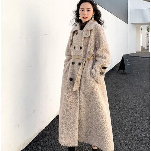 Women Winter Jacket 2021 Sheep Shearling Coat Female Long Fur Coats Double Breasted Real Wool Jackets Jaqueta Feminina X567