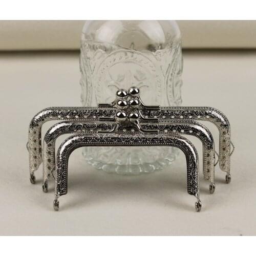 10 pcs/lot DIY 8.5 10.5 12.5 cm Elegant Press Silver Square Metal Purse Frame Handle for Bag Sewing Craft Tailor Sewer
