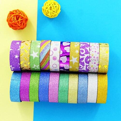 10 pcs/lot Gilding Tape Glitter Sticky Tape Scrapbooking DIY Decorative Adhesive Tape Gift Packing Tape Notebook Decor Sticker
