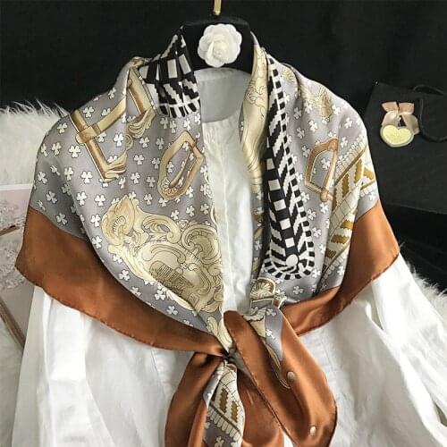 100% Natural Silk Square Scarf for Women Print Bufanda Mujer Real Silk Headscarf Large Pure Silk Bandana Foulard Femme 110X110cm