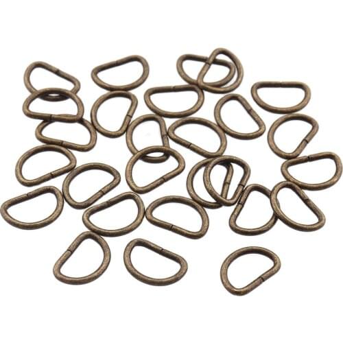 100pcs 10mm Antique bronze D Ring Metal Buckle Backpack Shoes Leather Craft Webbing Strap Pets Collar DIY Sewing Accessories