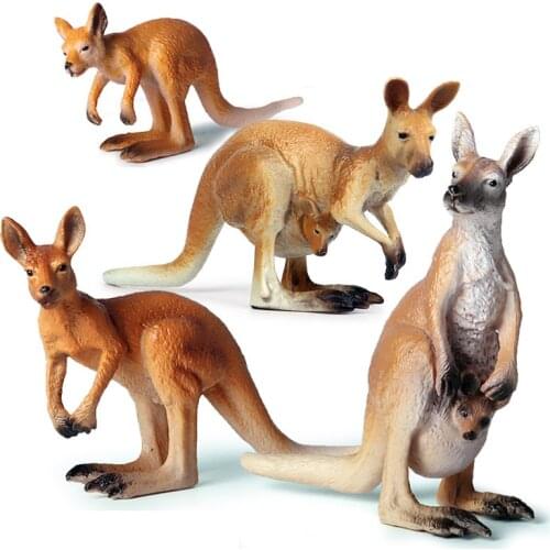 4 Kinds Solid Simulation Kangaroo Animal Figure Collectible Toys Wild Animal Action Figures Kids Plastic Cement Toys