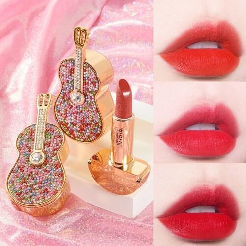 Velvet Lipstick Colorful Diamond Violin 3 color Waterproof Long Lasting Smooth Mist Lip Makeup Easy To Wear Silky Touch Cosmetic