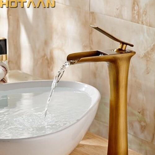 Free shipping Basin Faucet Antique Brass waterfall Bathroom Basin Sink Mixer Tap Crane,torneira YT-5087