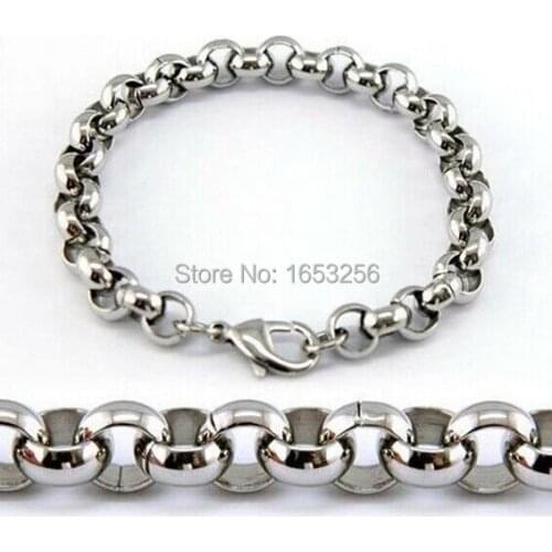 6mm/8mm.10mm Choose Fashion Round Rolo chain Bracelet stainless steel jewelry Women Men
