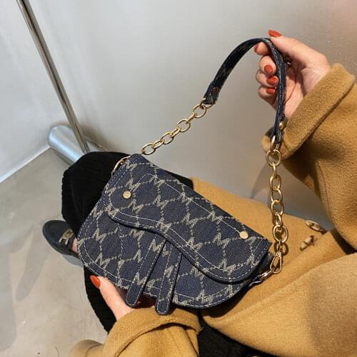 Burminsa Retro Letters Jacquard Saddle Small Shoulder Crossbody Bags For Women Brand Designer Luxury Girls Purses And Handbags