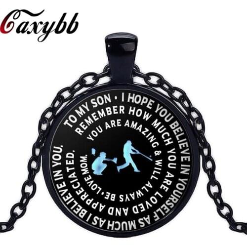 Caxybb Hot necklace Baseball Pendant Silver Chain Necklace To My Son Gift From Mom free shipping