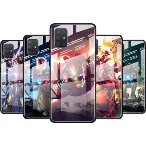 Iron Man Marvel hero for Samsung Galaxy S21 Ultra A71 A51 4G 5G A91 A81 A41 A31 A21 A11 A01 Tempered Glass Phone Case